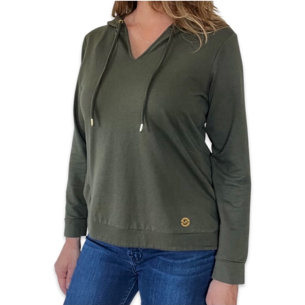 Michael Kors Green Army Pullover Hoodie Large